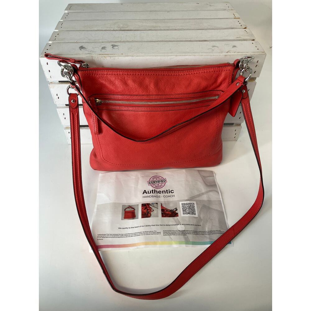 COACH 22421M MEDIUM CORAL PEBBLED LEATHER CROSSBODY BAG